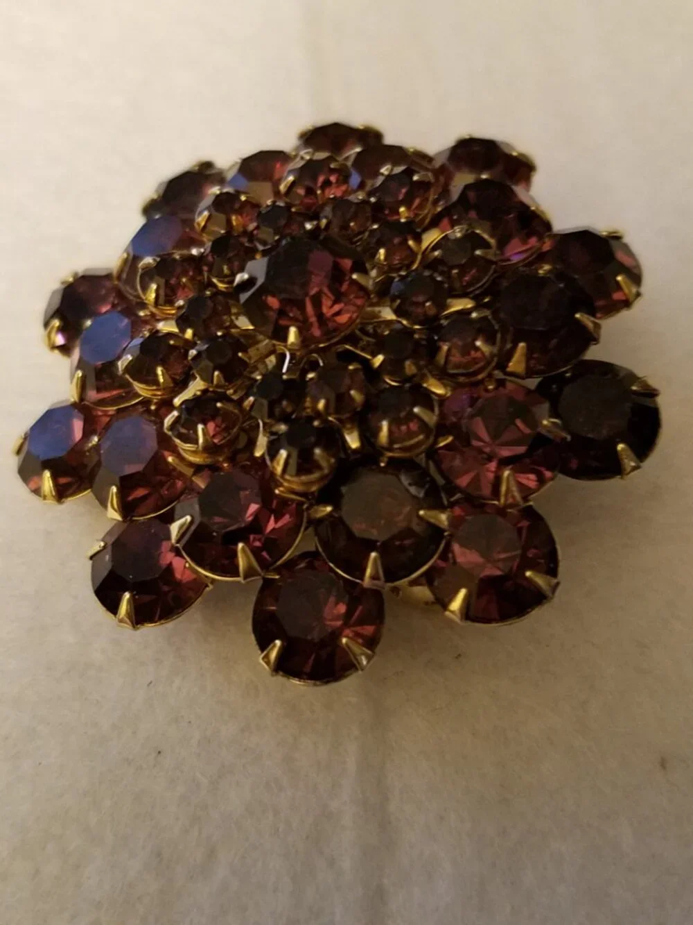 Vintage Purple Faceted Rhinestone Stacked Brooch